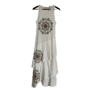 DESIGUAL Chelsea Long Printed Boho Tiered 100 % Cotton Tank Maxi Dress SZ M